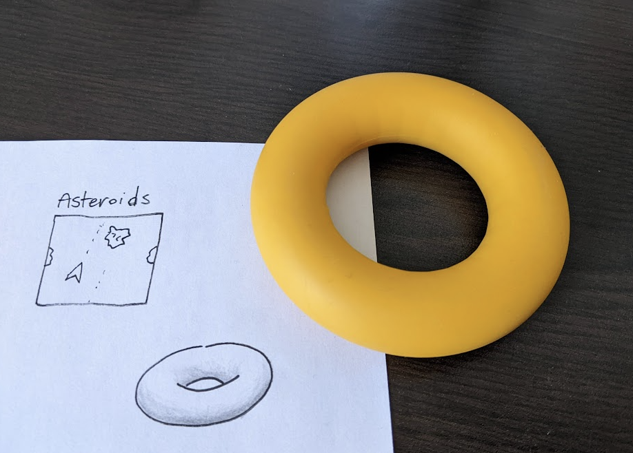 sketch of a donut beside a yellow donut shape
